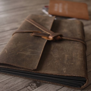 Rustic Leather Guest Book: Handmade Wedding Album Sketchbook