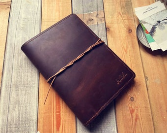 A5 Leather Notebook Cover, Personalized B5 Refillable Journal Cover, Moleskine Notebook Composition Covers, RocketBook Portfolio Folder Case
