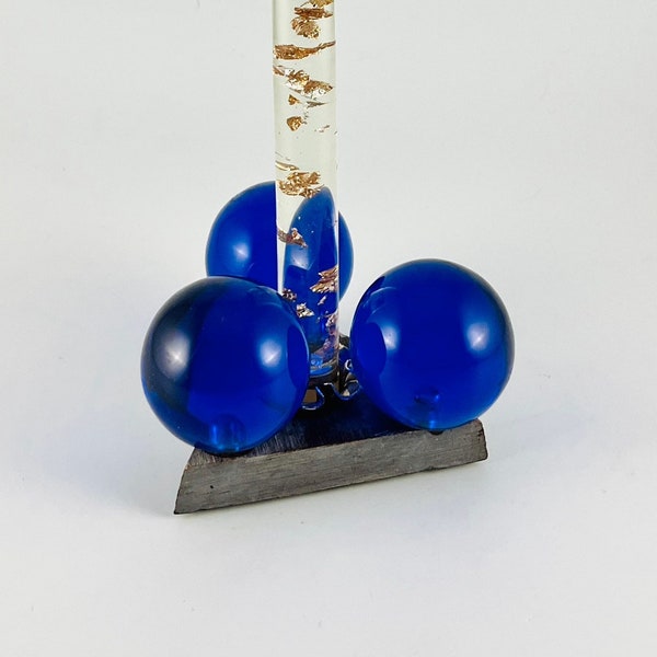 Vintage Blue Lucite Grape Candlestick Holder