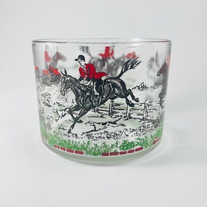 Mid Century Hazel Atlas Fox Hunt Glass Ice Bucket