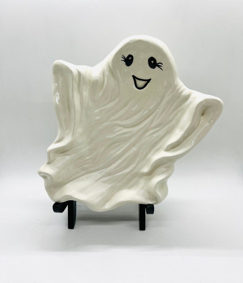 Rare Vintage Halloween Ceramic Ghost Candy Dish Tray Set Etsy