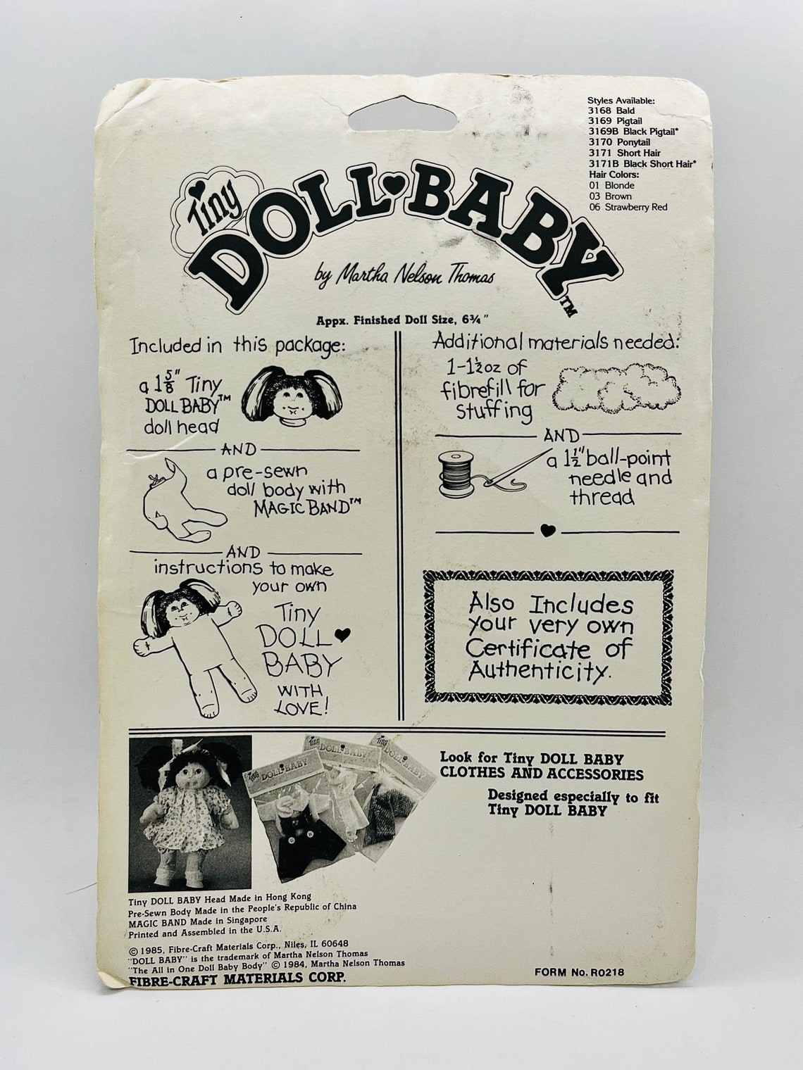 New Old Stock Fibrecraft Materials Corp tiny Doll Baby Etsy