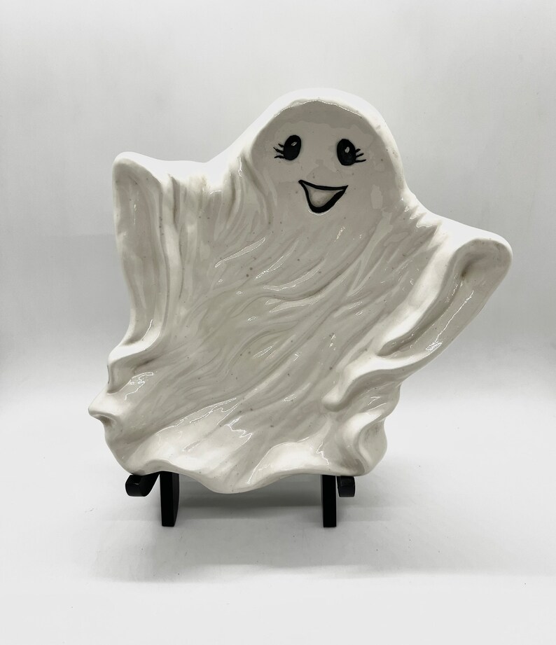 Rare Vintage Halloween Ceramic Ghost Candy Dish Tray Set Etsy