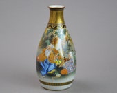 Antique Kutani ware Porcelain Tokkuri Sake Flask Japanese Bud Vase FE1