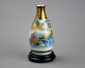 Antique Kutani Tokkuri Japanese Porcelain Vase Sake Flask Bottle E2