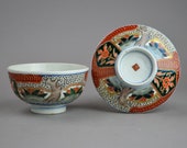 Antique Japanese Imari Porcelain Antique Covered Bowl Sakura Cherry Blossom motif (im7) B
