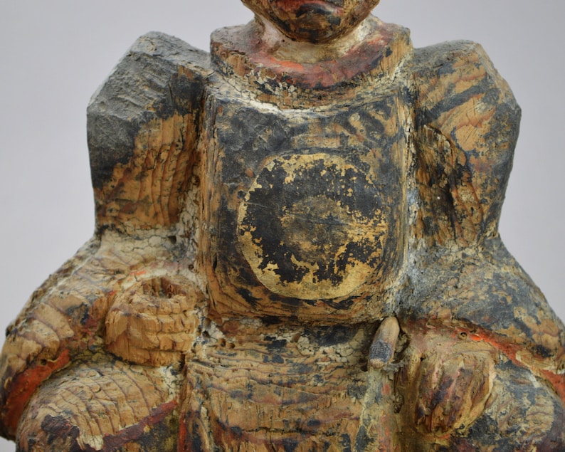 Antique Japanese Kami Tenjin God Wooden Statue Edo period Etsy