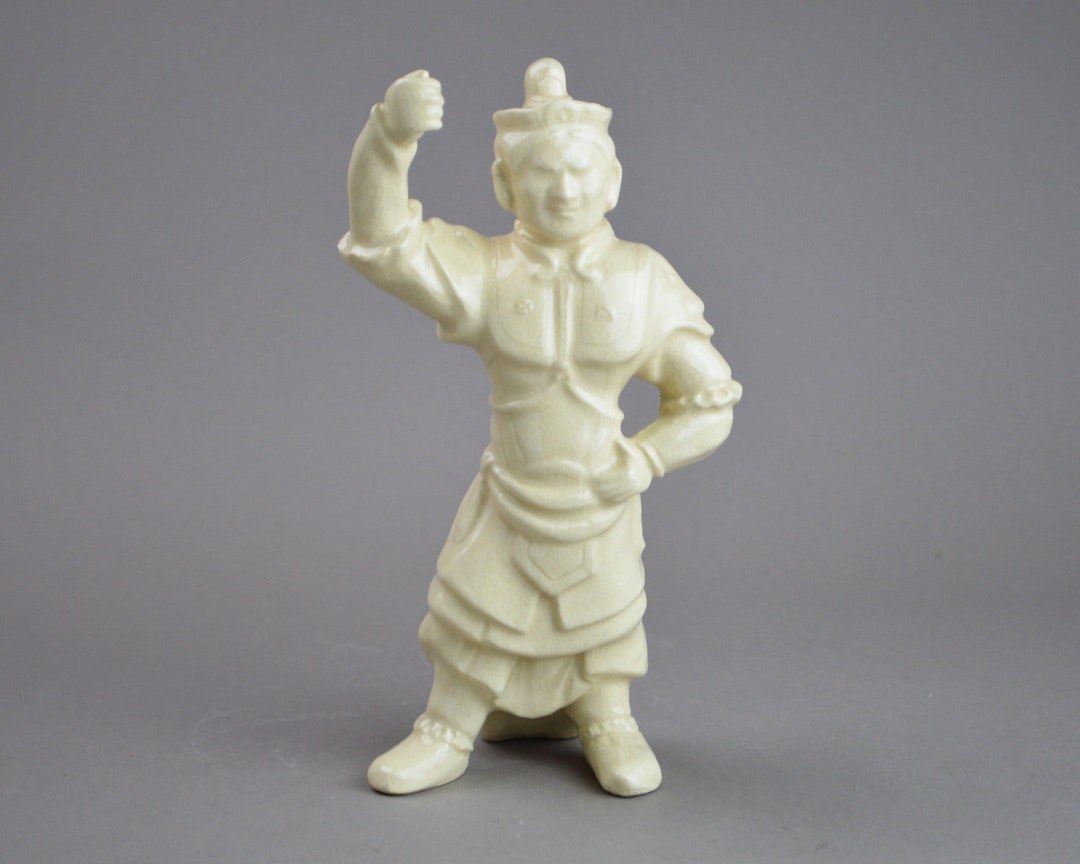 Japanese Kyoto Pottery Sculpture of Tang Guardian Deity Lokapala by Yamazawa Shoko Statue ...