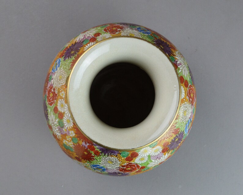 Large Japanese Thousand Flowers Kutani Vase Etsy