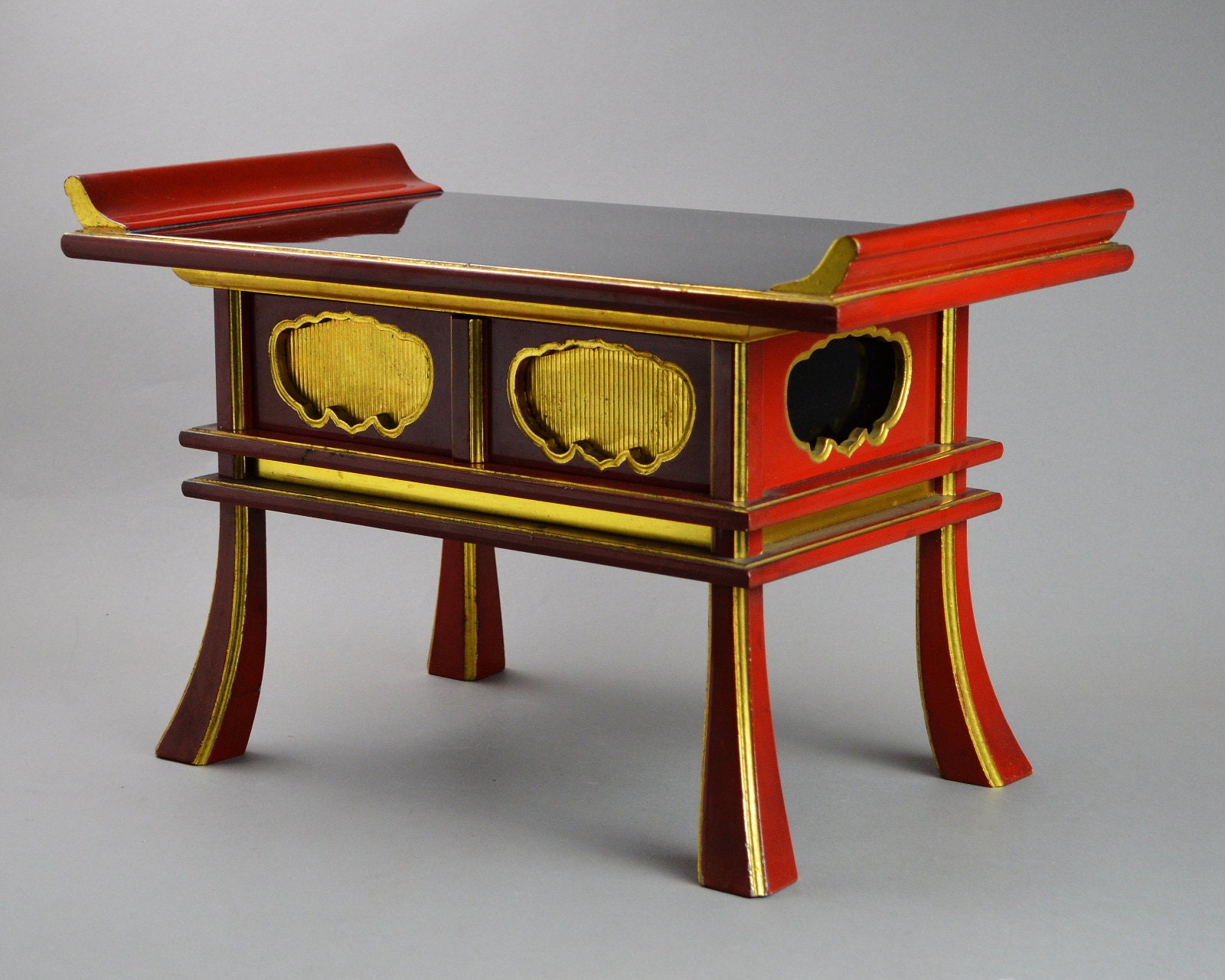Kyozukue Japanese Buddhist Altar Table Wood Red Lacquer Etsy