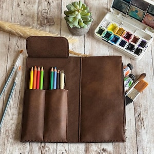 Artist pencil case insert | Notebook cover accessories | Vegan zipper pouch organizer | Gift for travelers
