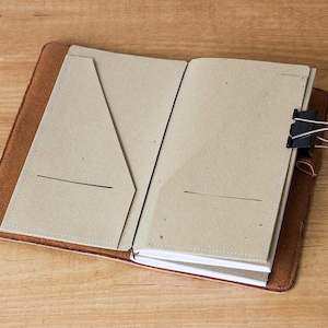 Kraft paper folder for Traveler's Notebook, Regular size, Folder insert, Card holder, Midori accessories, Midori insert