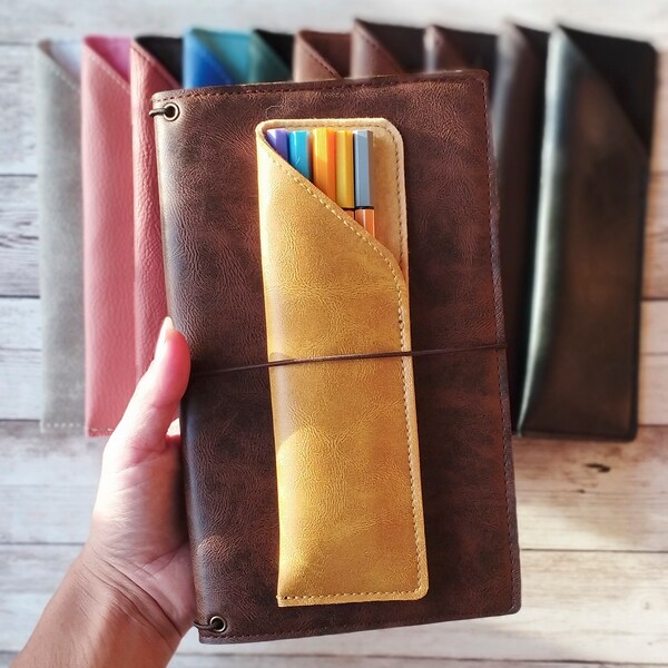 Kokonote Pen Holder Clip - Pistachio Pesto | Pen Holder For Notebook, Planner, Diary | Faux Leather Pen Holder - 2.8 X 1 Inches / 7 X 2.5 Cm | Pen Clip, Pen Loop, Pencil Holder