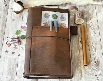 Vegan front pocket Fauxdori | Traveler notebook cover | Travel Journal cover | TN cover