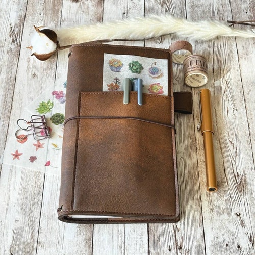Vegan front pocket Fauxdori |  cover | Travel Journal | TN cover | Gift for travelers