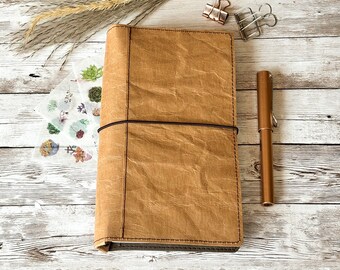 Reversible Fauxdori, Vegan Traveler Notebook, Washable paper cover, Eco friendly travel journal