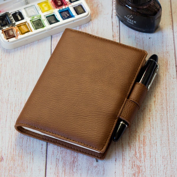 Sienna brown A5 Hobonichi cover, Leuchtturm, Hobonichi Techo, Travelers notebook, Fauxdori cover, Vegan Midori, Notebook cover, Vegan