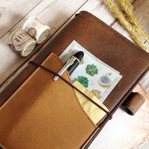 Front pocket Fauxdori, Vegan traveler notebook, Travel Journal, TN cover, Refillable notebook