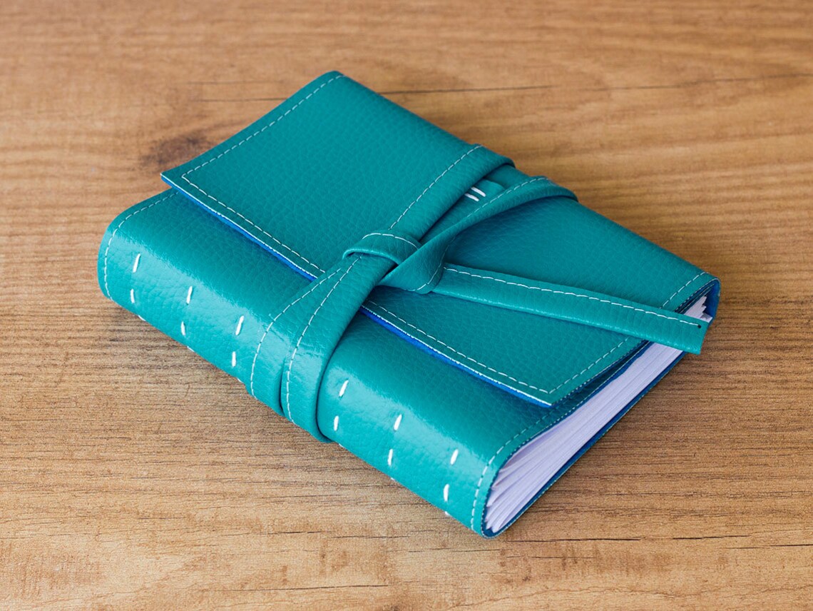 Aqua Faux Leather Journal Vegan Travel Journal Small Etsy