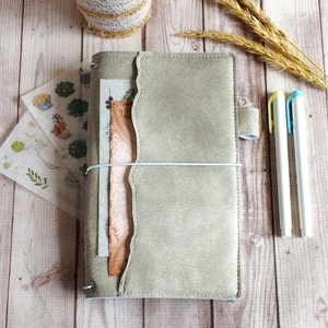 Rough pocket Fauxdori | Rustic Traveler notebook | Vegan Fauxdori cover | Travel journal | Refillable TN