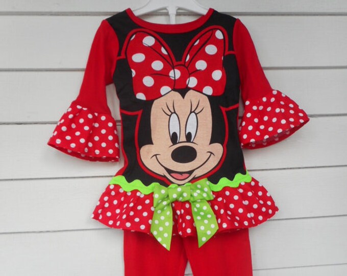 Minnie Mouse Christmas Pajamas Holiday Pajama Set Ruffle Pajamas