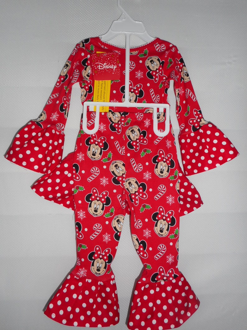 Minnie Mouse Christmas Pajamas Holiday Pajama Set Ruffle Etsy