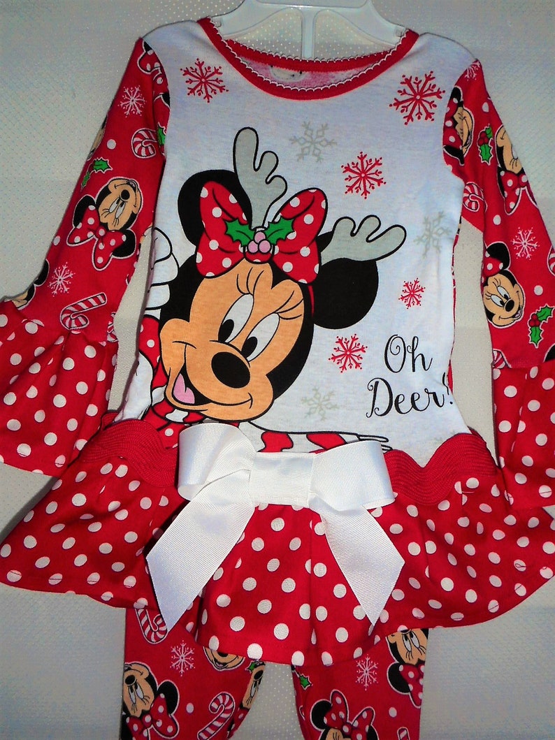 Minnie Mouse Christmas Pajamas Holiday Pajama Set Ruffle Etsy