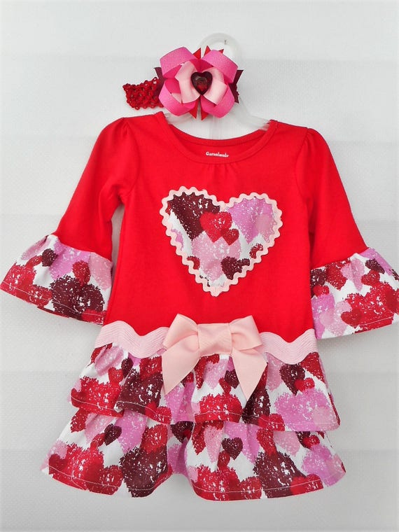 Valentine/'s Day Dress with Handmade Ruffles Toddler Girls Sizes New