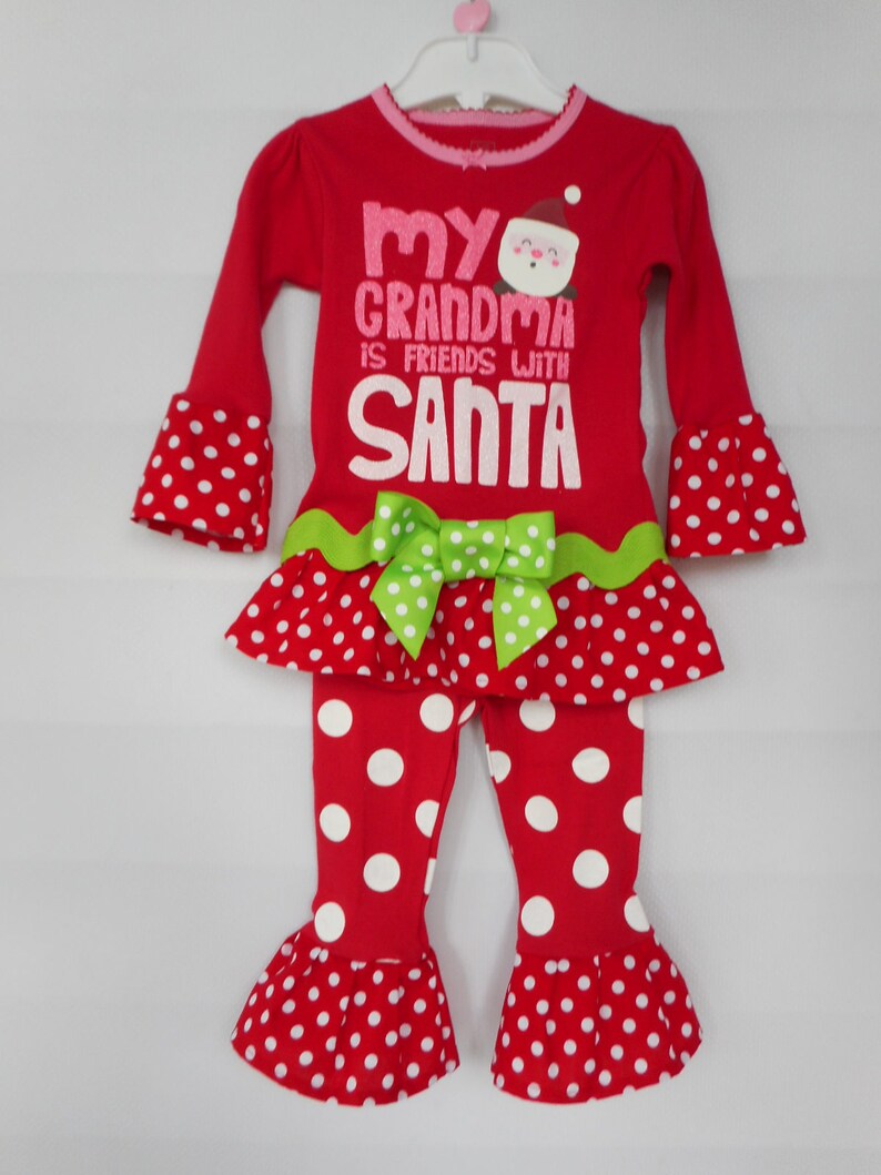 Toddler Girls Christmas Pajamas Ruffle Pajamas Grandma Knows Etsy