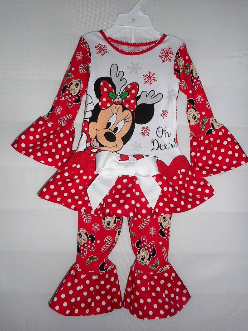 Minnie Mouse Christmas Pajamas Holiday Pajama Set Ruffle Etsy