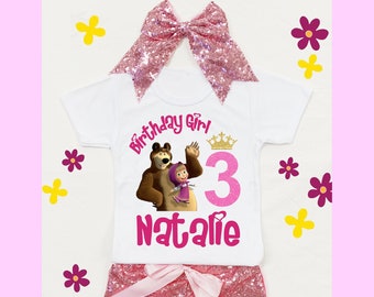 Masha and the bear birthday shirt Clearance