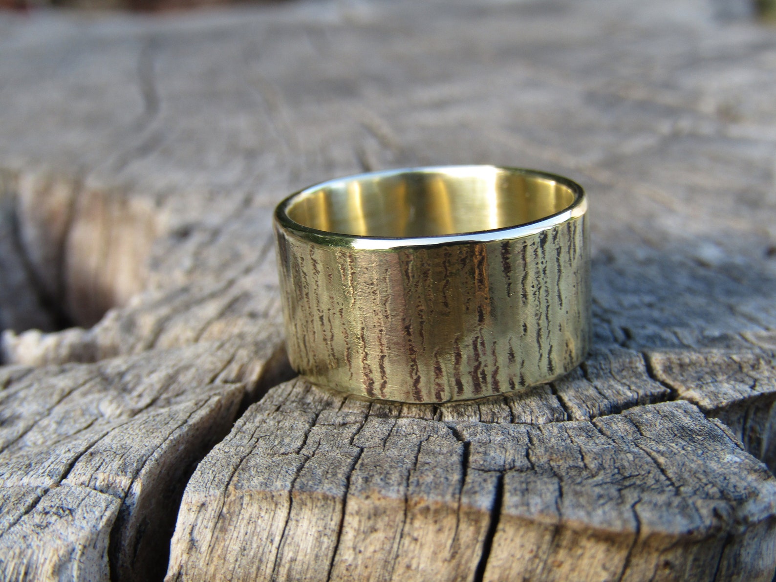 Tree Bark Ring Bronze Ring Mixed Metal Ring Bronze Brass Ring Etsy
