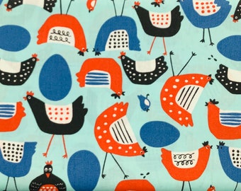 Monaluna Free Range Cluck Cluck Organic Cotton Fabric