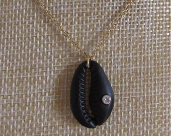 Black Resin Cowrie Shell Necklace, Seaside Jewelry, Inspired by Meghan Markle