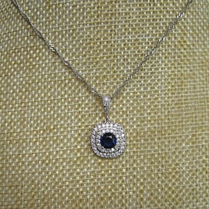 Meghan Markle Duchess of Sussex Inspired Invictus Australia Sapphire Blue Rhinestone Cubic Zirconia Crystal Sparkly Pendant Charm Necklace