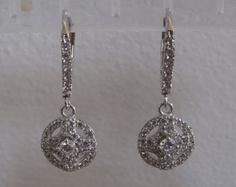 Pendientes estilo art déco con cristales redondos de circonita cúbica y réplica de Catherine, inspirados en la realeza. Idea de regalo para Navidad. Princesa Kate.