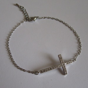 Meghan Markle Duchess of Sussex Inspired Cubico Zirconia Cross Chain Bracelet Christening Confirmation Christmas Gift Idea