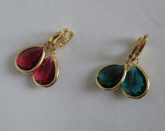Pendientes de aro con cristales multicolores tipo lágrima, inspirados en Catherine, para uso diario. Idea de regalo real para la princesa Kate.