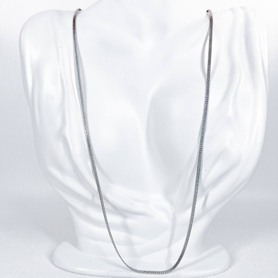 Vintage Sterling Chain Link Herringbone Necklace Mid Century Etsy