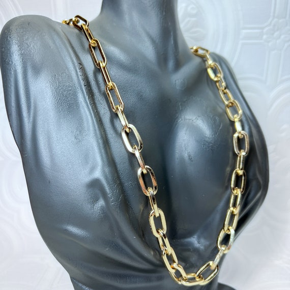 Vintage Gold Tone Large Chain Link Necklace - Over
