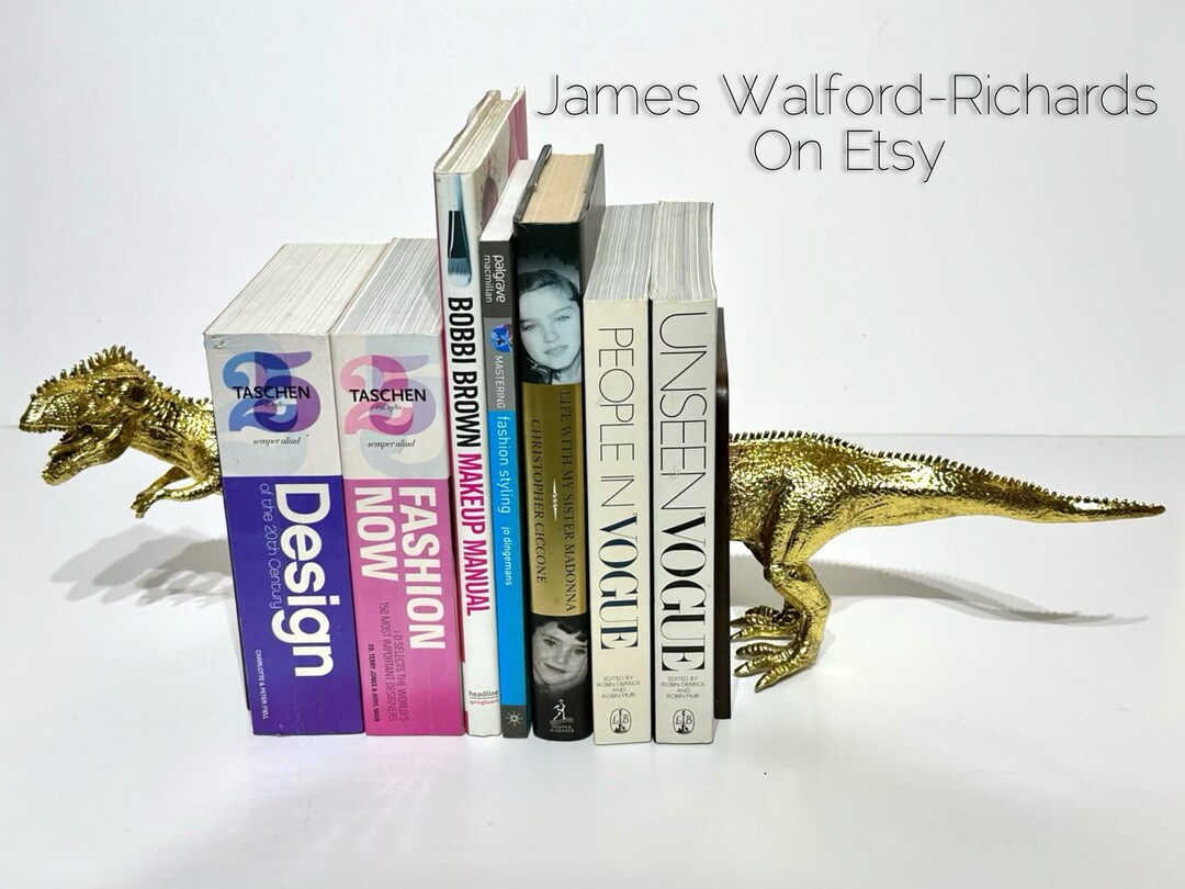 Tyrannosaurus Rex Dinosaur Bookends - Resin Decor, 12.6" X 4" X 6.5", Set Of 2 For Bookshelf, Office, Gift