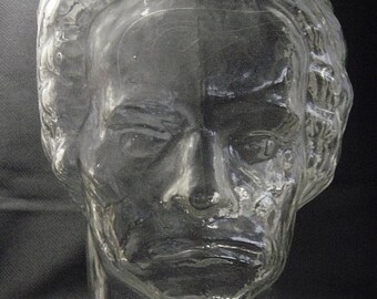vintage70s clear glass head Ludwig van Beethoven glass head bust for an earphone hat or cap