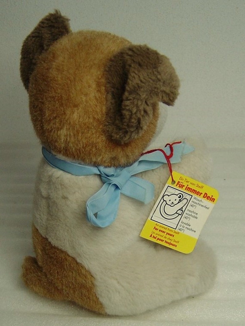 lovely vtg 60s Steiff plush Mopsy ball dog with button and tag