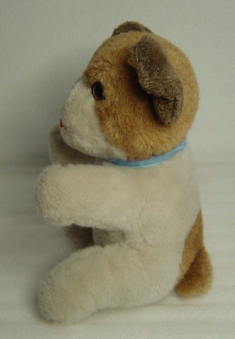 lovely vtg 60s Steiff plush Mopsy ball dog with button and tag