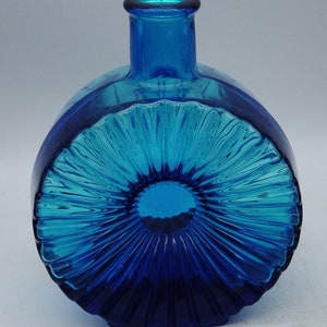 vtg 60s Riihimaen Finland Helena Tynell blue Aurinkopullo Sun glass vase