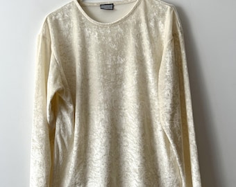 Vintage Champagner Samtbluse Langarm Samt Top Damen leicht glänzende Samt Bluse Velour Shirt Extra großer Damen Alltags Pullover