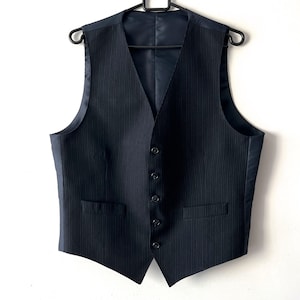 Vintage Dunkelblau gestreifte Herren Weste Herren Weste Formal ausgestattet Weste Größe Medium Herren Weste Marine Klassische Weste Hochzeit Bräutigam Weste