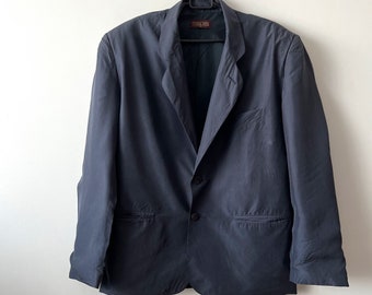 Vintage Medium size silk blazer Silk Sport Coat Men's Blue silk jacket Summer party jacket Formal silk blazer 90s mens jacket