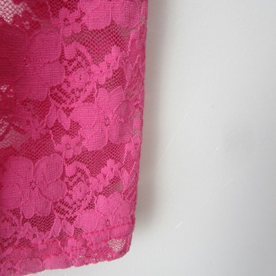 Vintage Hot Pink Lace Blouse Long Sleeve Top Brig… - image 6