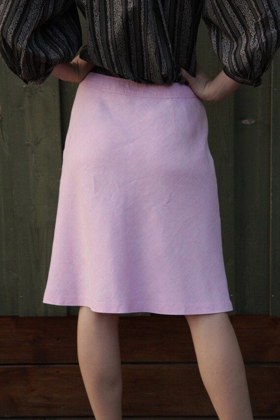 Vintage Light Pink Linen Skirt Summer Office Lady… - image 3